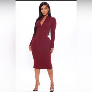 Wine sweater midi dress!